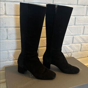 Aquatalia Black Suede with elastic back panel Knee-High Boots